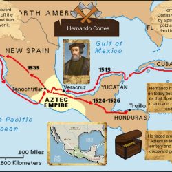 Cortes voyage map expedition mexico exploration voyages hernan route cortés hernán 1st hernando spain cuba aztecs 1519 he his conquered