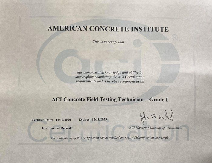 Aci strength testing study guide