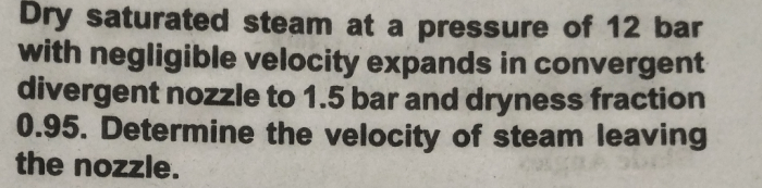 Saturated steam at a gauge pressure of 2.0 bar